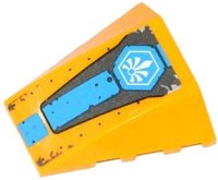 LEGO part Wedge 4 x 4 Triple Curved No Studs with White Chima Logo in Hexagon and Dark Azure Stripe Pattern (Sticker) - Set 70129 47753pb049