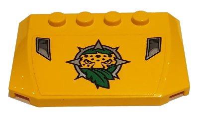 LEGO onderdeel Wedge 4 x 6 x 2/3 Triple Curved with Leopard Head, Leaves and Grille Pattern (Sticker) - Set 60160 (52031pb160)