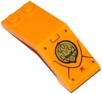 LEGO part Windscreen 5 x 2 x 1 2/3 with Gold Chima Eagle Emblem, Red Alien Character and Rivets Pattern (Sticker) - Set 70144 6070pb015