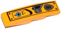 LEGO onderdeel Slope, Curved 4 x 1 with Blue Knob, Alien Characters and Joystick Pattern Model Left Side (Sticker) - Set 70002 61678pb068L