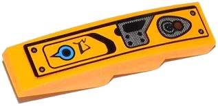 LEGO onderdeel Slope, Curved 4 x 1 with Blue Knob, Alien Characters and Joystick Pattern Model Left Side (Sticker) - Set 70002 (61678pb068L)
