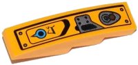 LEGO onderdeel Slope, Curved 4 x 1 with Blue Knob, Alien Characters and Joystick Pattern Model Right Side (Sticker) - Set 70002 61678pb068R
