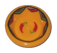 LEGO part Minifigure, Utensil Dish 3 x 3 with Red Hot Chili Peppers and Black, Bright Green and Red Border Pattern 6256pb04