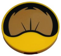 LEGO part Tile, Round 3 x 3 with Black and Medium Nougat Inner Ear Pattern 67095pb073