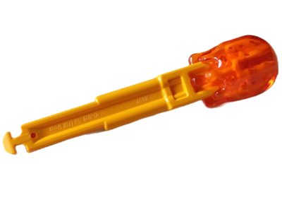 LEGO onderdeel Projectile Arrow, Solid Shaft with 4 Notches and Round End with Molded Trans-Orange End Pattern (70694pb01)