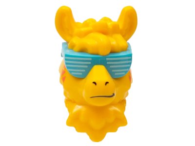 LEGO part Minifigure, Head, Modified Llama, Medium Azure Sunglasses with White Lines and Coral Triangles on Cheeks Pattern (75503pb01)