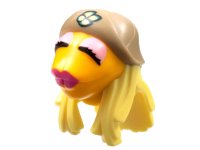 LEGO part Minifigure, Head, Modified Muppet Janice with Dark Tan Hat, Bright Light Yellow Hair Pattern 84861pb01