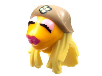 LEGO onderdeel Minifigure, Head, Modified Muppet Janice with Dark Tan Hat, Bright Light Yellow Hair Pattern (84861pb01)