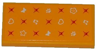 LEGO onderdeel Tile 2 x 4 with Hearts, Star, Butterflies, Music Notes, Paw Prints, Flower and Mattress Buttons Pattern (Sticker) - Set 3184 (87079pb0130)