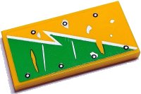 LEGO part Tile 2 x 4 with Bright Green and White Worn Lightning Bolt and Silver Rivets Pattern Model Right Side (Sticker) - Set 70429 87079pb1341R