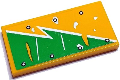 LEGO onderdeel Tile 2 x 4 with Bright Green and White Worn Lightning Bolt and Silver Rivets Pattern Model Right Side (Sticker) - Set 70429 (87079pb1341R)