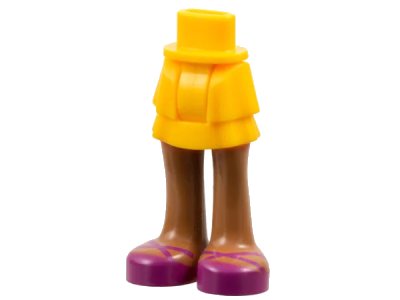 LEGO onderdeel Mini Doll Hips and Skirt Layered, Medium Nougat Legs and Magenta Sandals Pattern - Thick Hinge (92250c00pb08)