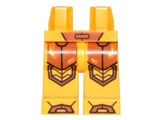 LEGO onderdeel Hips and Legs with Orange and Gold Circuitry and Dark Orange Armor, Knee Pads and Boots Pattern (970c00pb0571)