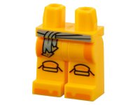 LEGO onderdeel Hips and Legs with Sand Green Sash Belt with Gold Ends, Knee Pads, Orange Trim and Shoe Tips Pattern 970c00pb1517