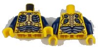 LEGO part Torso Parademon Armor Skeletal with Vertebrae, Dark Blue and Sand Blue Detail Pattern / Dark Blue Arms / Bright Light Orange Hands 973pb2852c01