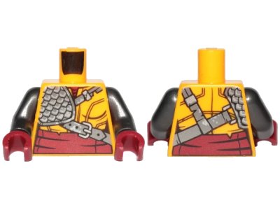 LEGO onderdeel Torso Ninjago Female Robe with Dark Red Undershirt and Sash and Silver Scale Armor Pattern / Pearl Dark Gray Arms / Dark Red Hands (973pb3323c01)