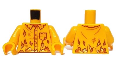 LEGO onderdeel Torso Torn and Ripped Shirt, Collar and Pocket Pattern / Bright Light Orange Arms / Bright Light Orange Hands (973pb3796c01)