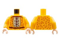 LEGO part Torso Blouse, Dark Red Dots and Medium Nougat Swirls, White Ruffle, Dark Red Trim Pattern / Bright Light Orange Arms / Light Nougat Hands 973pb4820c01