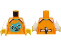 LEGO part Torso Female Shirt with Medium Azure Heart and Winking Bunny Face with Orange Nose, White Bow on Back Pattern (BAM) / White Arms / Yellow Hands 973pb5822c01