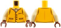 LEGO part Torso Vest with Black Outline Buttons and Pockets, Tan Shirt Collar Pattern / Tan Arms / Reddish Brown Hands 973pb6273c01