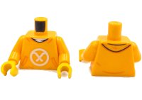 LEGO part Torso Hoodie with Orange Kangaroo Pocket, White Shirt and Ninjago Logogram Letter A Pattern (BAM) / Bright Light Orange Arms / Yellow Hands 973pb6570c01