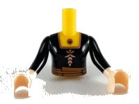 LEGO part Torso Mini Doll Girl Black Bodice and Copper Flower Pattern, Light Nougat Arms with Hands with Black Sleeves FTGpb246c01