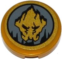 LEGO part Tile, Round 2 x 2 with Bottom Stud Holder with Ninjago Earth Emblem Pattern (Sticker) - Set 70747 14769pb052