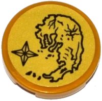 LEGO part Tile, Round 2 x 2 with Bottom Stud Holder with Island Map and Compass Pattern (Sticker) - Set 70604 14769pb135