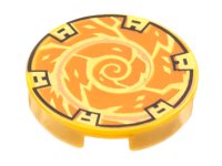 LEGO part Carreau, Rond 2 x 2 avec Support de Tenon Inférieur avec Motif de Spirale en Cuivre et Électricité Dorée 14769pb507