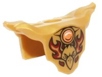 LEGO part Minifigure Armor Breastplate with Shoulder Pads with Raven Head, Dark Red Flames, and Orange Round Jewel (Fire Chi) Pattern 18398pb03