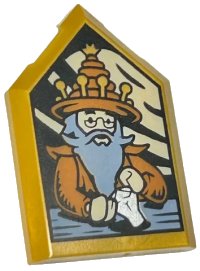 LEGO part Tile, Modified 2 x 3 Pentagonal with HP Portrait - Basil Fronsac Pattern 22385pb327
