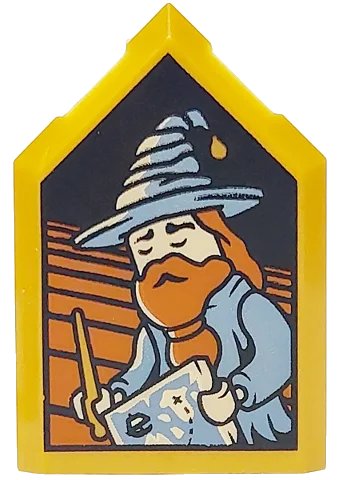 LEGO onderdeel Tile, Modified 2 x 3 Pentagonal with HP Portrait - Sleeping Wizard Pattern (22385pb331)