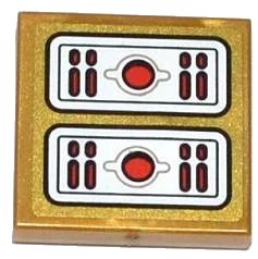 LEGO onderdeel Tile 2 x 2 with Red Light Bars and Circles Pattern (Sticker) - Set 70505 (3068pb0790)