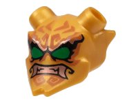 LEGO onderdeel Minifigure, Visor Mask Ninjago Oni with Green Eyes, Copper Teeth, and Dark Orange Markings Pattern 35636pb07