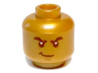 LEGO onderdeel Minifigure, Head Male Black Bushy Eyebrows, White Pupils, Smirk Pattern (3626pb0877)