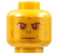 LEGO part Minifigure, Head Alien with Reddish Brown Eyes, Copper Eye Shadow, Nose Slits, and Frown Pattern - Hollow Stud 3626pb2838