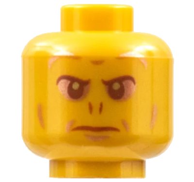 LEGO onderdeel Minifigure, Head Alien with Reddish Brown Eyes, Copper Eye Shadow, Nose Slits, and Frown Pattern - Hollow Stud (3626pb2838)