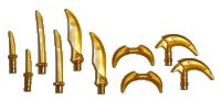 LEGO part Minifigure, Weapon Pack Hooks, Knives, and Swords, 10 in Bag (Multipack) 37341