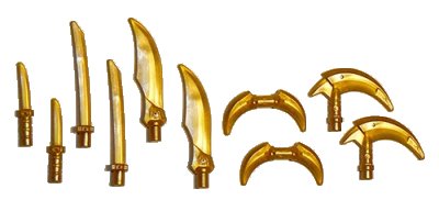 LEGO onderdeel Minifigure, Weapon Pack Hooks, Knives, and Swords, 10 in Bag (Multipack) (37341)