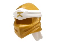 LEGO onderdeel Minifigure, Headgear Ninjago Wrap Type 4 with Molded White Headband and Printed Gold Ninjago Logogram Letter R Pattern 40925pb22