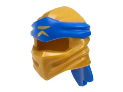 LEGO onderdeel Minifigure, Headgear Ninjago Wrap Type 4 with Molded Blue Headband and Printed Gold Ninjago Logogram Letter R Pattern (40925pb23)