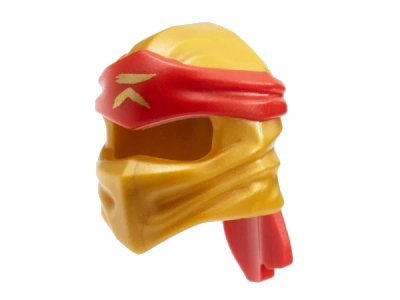 LEGO onderdeel Minifigure, Headgear Ninjago Wrap Type 4 with Molded Red Headband and Printed Gold Ninjago Logogram Letter R Pattern (40925pb26)