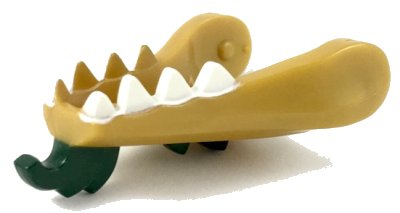 LEGO part Dragon Head (Ninjago) Jaw Lower with White Teeth and Dark Green Beard and Spines Pattern (40934pb01)