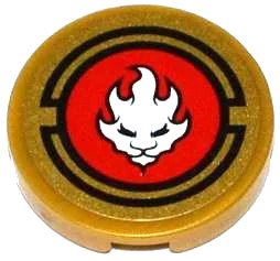 LEGO onderdeel Tile, Round 2 x 2 with White Lion Head in Red Circle Pattern (Sticker) - Set 70500 (4150pb129)