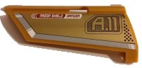 LEGO part Technic, Panel Fairing #21 Large Long, Small Hole, Side B with 'RAZOR SHIELD DANGER' and 'A.11' Pattern (Sticker) - Set 7714 44351pb003