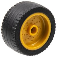 LEGO part Wheel 18mm D. x 12mm with Pin Hole and Stud, Dotted Brake Rotor Lines with Black Tire 24 x 12 Low (66727 / 18977) 66727c01