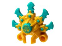LEGO part Minifigure, Headgear Headdress Islander with Dark Turquoise Blades and Trim and Gold Logo Pattern 69576pb01