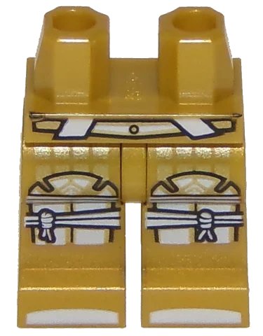 LEGO onderdeel Hips and Legs with White and Gold Belt, Knee Armor Tied, and Sandals Pattern (970c00pb0858)