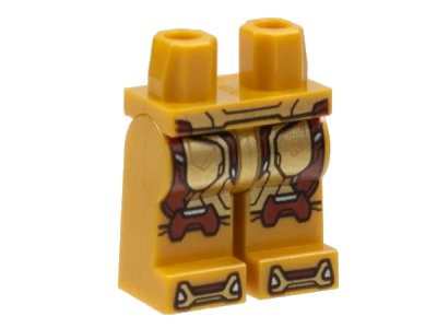 LEGO onderdeel Hips and Legs with Gold Belt and Armor Panels, Dark Red Trim Pattern (970c00pb1379)