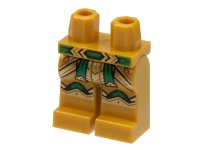 LEGO part Hips and Legs with Green Belt and Knee Pads and Gold Armor Pattern 970c00pb1413